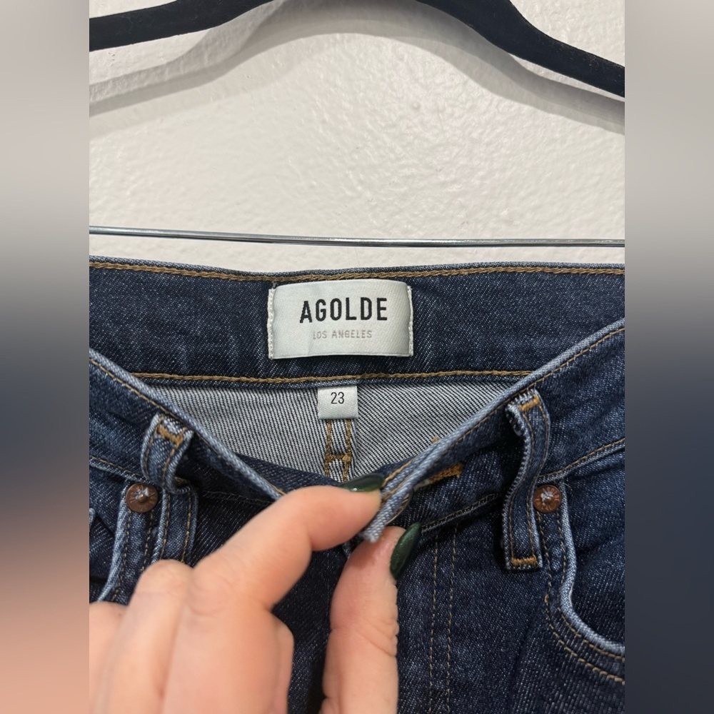AGOLDE High Rise Stovepipe Jeans Discord Dark Indigo 23 - Picture 4 of 6